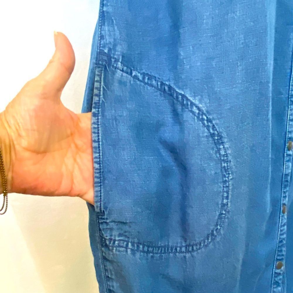 J. JILL DRESS SLEEVELESS CHAMBRAY SNAP FRONT - Picture 6 of 10